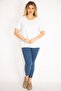 Women's Large Size White Cotton Fabric Crew Neck Blouse 65n28808 - 6