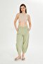 Green Elastic Waist Baggy Trousers with Pockets - 2