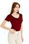 Women's Soft Touch Burgundy Pool Collar Short Sleeve Blouse - 5