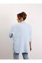 Women's Double Breasted Collar Belted Blue Linen Jacket - 4
