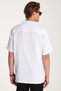 Men's Relax Fit Comfortable Cut Oversized 100% Cotton Muslin Fabric Short Sleeve Sport Court Collar White Shirt - 5