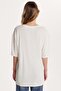 Women's Modal Fabric Regular Fit Short Sleeve Crew Neck Ecru T-Shirt - 5