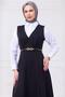 Belted Buttoned Gilet Black Hm2741 - 3