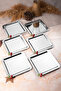 6-Piece Luxury Cherry Silver Square Accessories Stainless Steel Coffee, Tea, Decorative Presentation Serving Tray