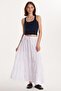 Women's Standard Fit Elastic Waist Tie White Skirt - 4