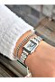 Ferrucci̇ Cut Glass Square Silver Metal Woman Wristwatch - 2