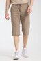 Men's Cotton Linen Bermuda Capri Long Shorts with Elastic Waist Below the Knee