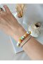 Yellow Agate Natural Stone Green Flower Porcelain Beads Special Design Bracelet - 2