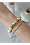 Yellow Agate Natural Stone Green Flower Porcelain Beads Special Design Bracelet - 7