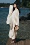 Lyocell Linen Bat Sleeve Long Ecru Kimono - 3