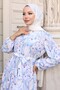 Patterned Hijab Dress Lilac 555 - 2