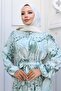 Patterned Hijab Dress Green 554 - 2