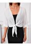 Women's Three Quarter Sleeve Front Tie Short Chiffon Bolero Jacket - 4