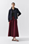 Elastic Waist Cotton Burgundy Skirt - 5