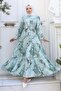 Patterned Hijab Dress Green 554 - 4