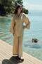Lyocell Linen Lace Detailed Sand Beige Kimono - 2