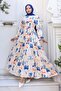 Patterned Hijab Dress Cobalt Blue 557 - 5