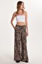 Women's Slim Fit Slim Fit Elastic Waist Tie Leopard Patterned Trousers - 4