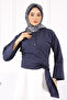 Navy Blue Waist Tie Shirt - 3
