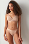 Beige Comfy Mesh Non-Wireless Bra - 2