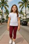 Burgundy Children's Capri Leggings Cotton and Lycra Stretchy