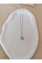 Steel Clover Necklace Silver with a Leaf Zircon Stone - 2