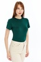 Women's Emerald Round Neck Short Sleeve Viscose Blouse - 2