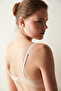 New Season Lotus Broidery Beige Bra - 4