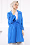 Cobalt Blue Double Breasted Collar Shirred Jacket - 4
