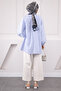 Baby Blue Balloon Sleeve Striped Tunic - 4