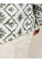 Men's White with Green Ikat-inspired geometric Print Relax Fit Overshirt for Every Occasion - 7