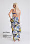 Tropical Feather and Elephant Pattern Pareo - 100X145 cm - Silky Chiffon & Luxury Satin Fabric Option - 3