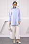 Baby Blue Balloon Sleeve Striped Tunic - 2