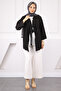 Black Front Tie Kimono with Inner Lining - 3