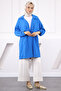 Cobalt Blue Double Breasted Collar Shirred Jacket