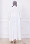 Eva Hijab Dress with Elastic Sleeves White Hm2758 - 6