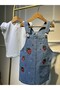 Girl's Strawberry Embroidered Badi Jeans Gilet Premium Dress - 2