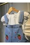 Girl's Strawberry Embroidered Badi Jeans Gilet Premium Dress - 3