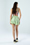 Water Green Elastic Waist Mini Skirt - 8