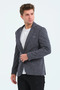 Men's Slim Fit Blazer Jacket Navy Blue White - 4