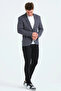 Men's Slim Fit Blazer Jacket Navy Blue White - 8