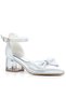 Girl's Transparent Heeled Shoes with Ribbon Detail and Satin Heels