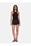 Basic Gabardine Regular Mini Black Shorts