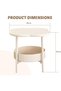 2 Tier Clover Shaped Coffee Side Table, with Round Tray for Living Room, Bedroom, Balcony White - 2