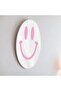 11.8" Pink Acrylic Smiley Face Mirror - Round Wall-Mounted Decor for Living Room, Bedroom, and Bathroom