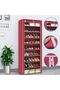 10-Tier Shoe Cabinet | Foldable Shoe Rack Storage Box for 27 Pairs | Portable Shoe Organizer with Cover | Space Saving Shoe Stand for Entryway, Closet & Bedroom | Red - 4
