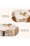 2 Tier Clover Shaped Coffee Side Table, with Round Tray for Living Room, Bedroom, Balcony White - 4