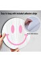 11.8" Pink Acrylic Smiley Face Mirror - Round Wall-Mounted Decor for Living Room, Bedroom, and Bathroom - 5