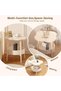 2 Tier Clover Shaped Coffee Side Table, with Round Tray for Living Room, Bedroom, Balcony White - 6