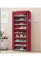 10-Tier Shoe Cabinet | Foldable Shoe Rack Storage Box for 27 Pairs | Portable Shoe Organizer with Cover | Space Saving Shoe Stand for Entryway, Closet & Bedroom | Red